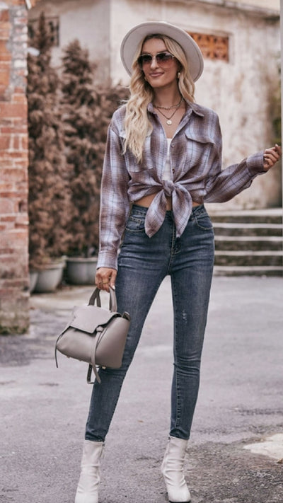 Booking My Flight Now Plaid Top - Piper and Hollow Boutique