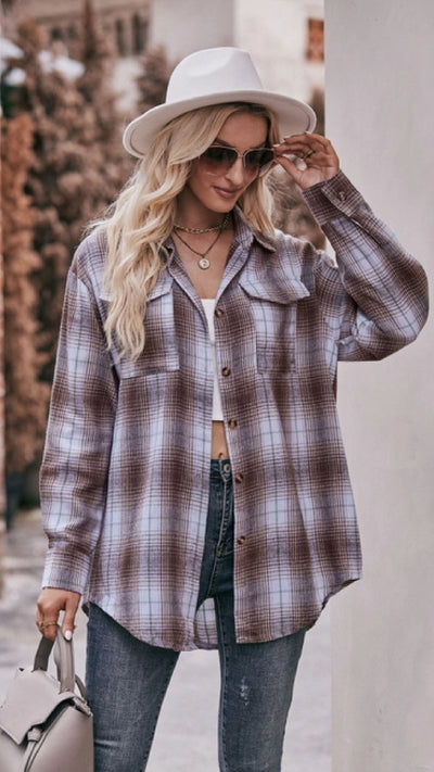 Booking My Flight Now Plaid Top - Piper and Hollow Boutique