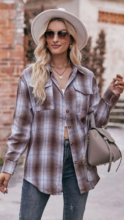 Booking My Flight Now Plaid Top - Piper and Hollow Boutique