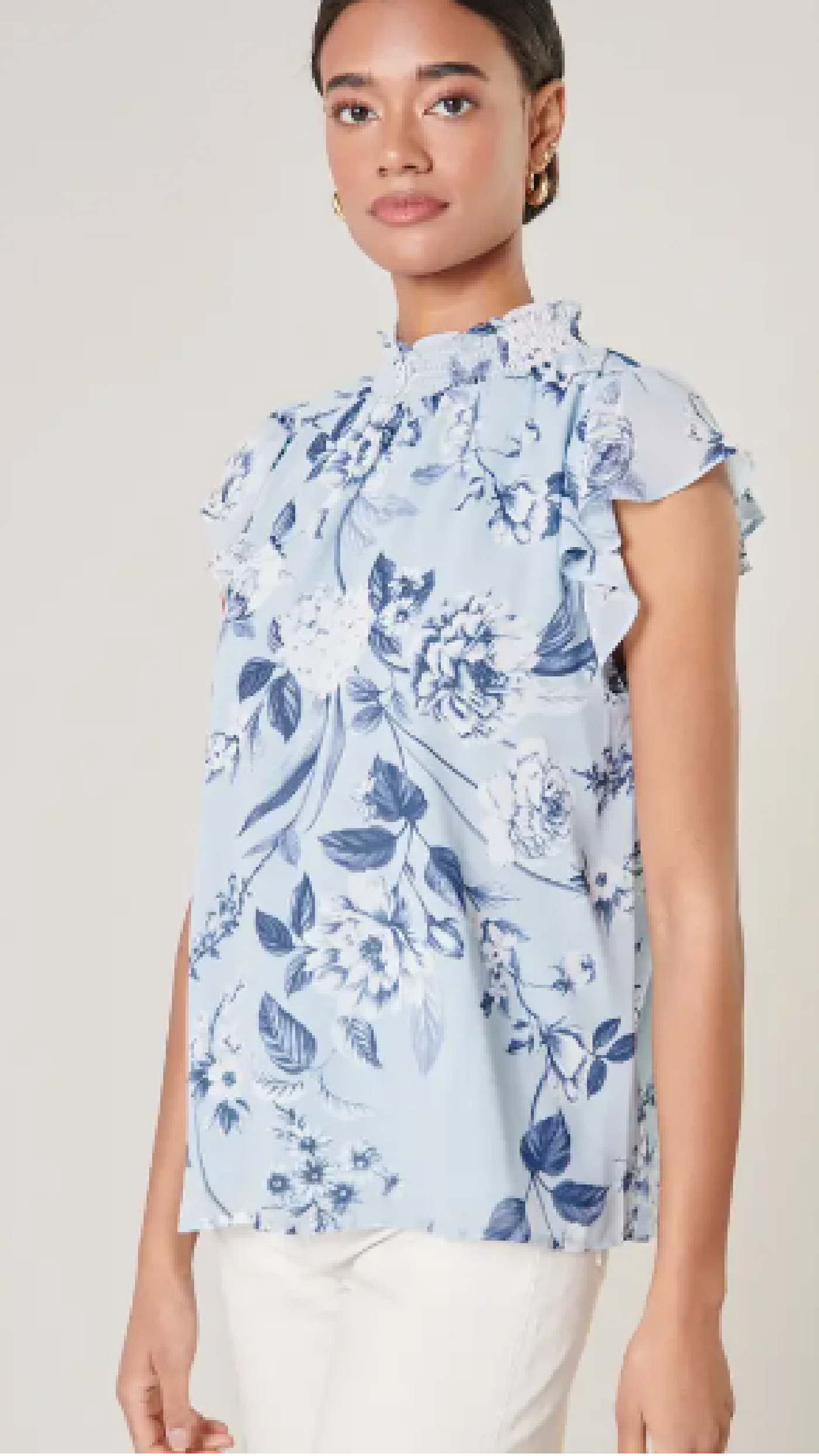Blue Floral Top - Piper and Hollow Boutique