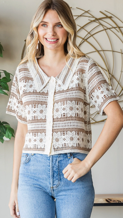 Lilly Floral Crochet Top - Piper and Hollow Boutique