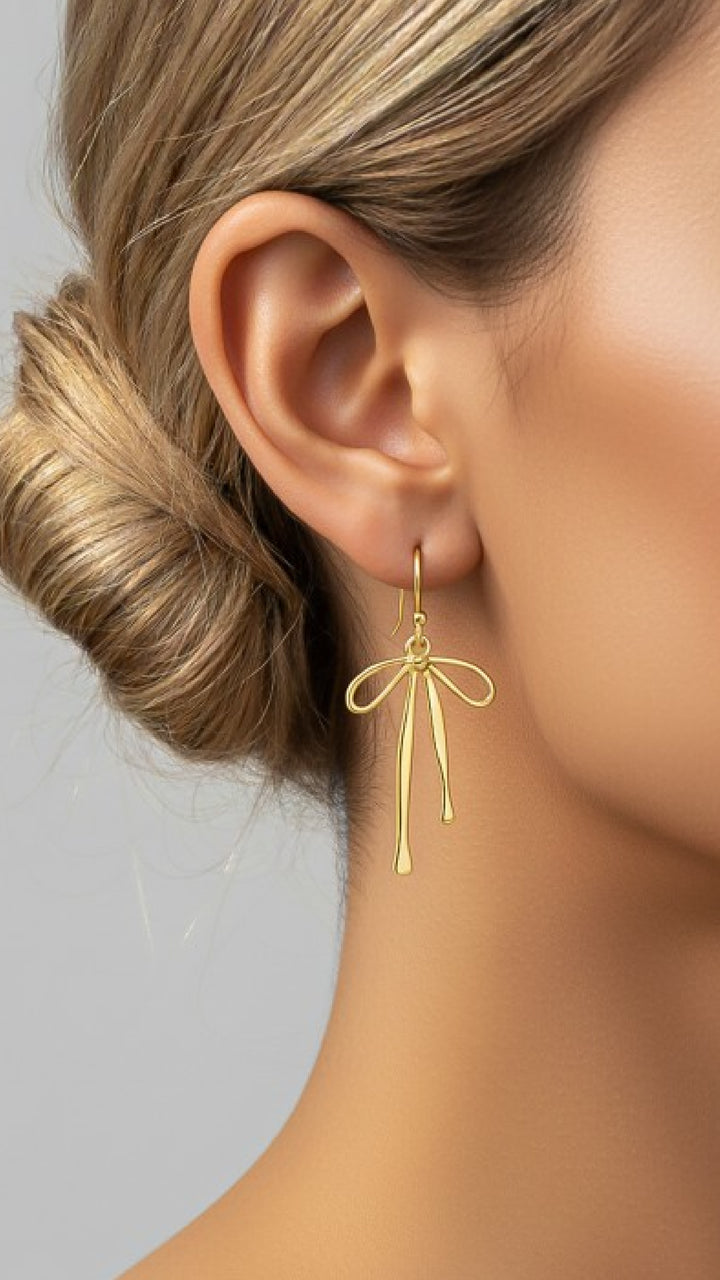 Bow Tie Earrings - Gold