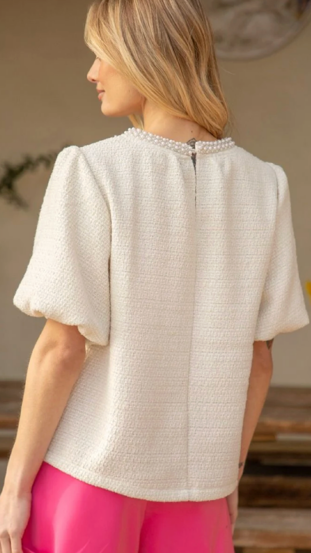 Clutch My Pearls Tweed Top
