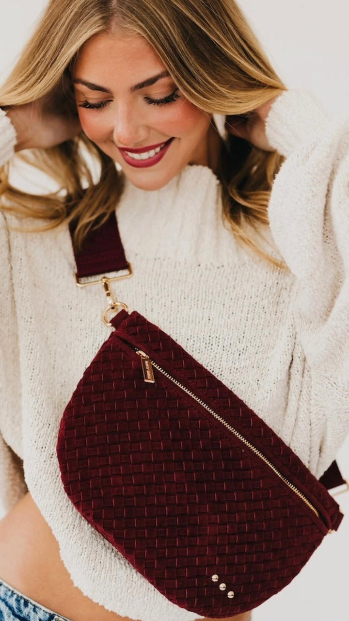Woven Sloane Bag - Burgundy