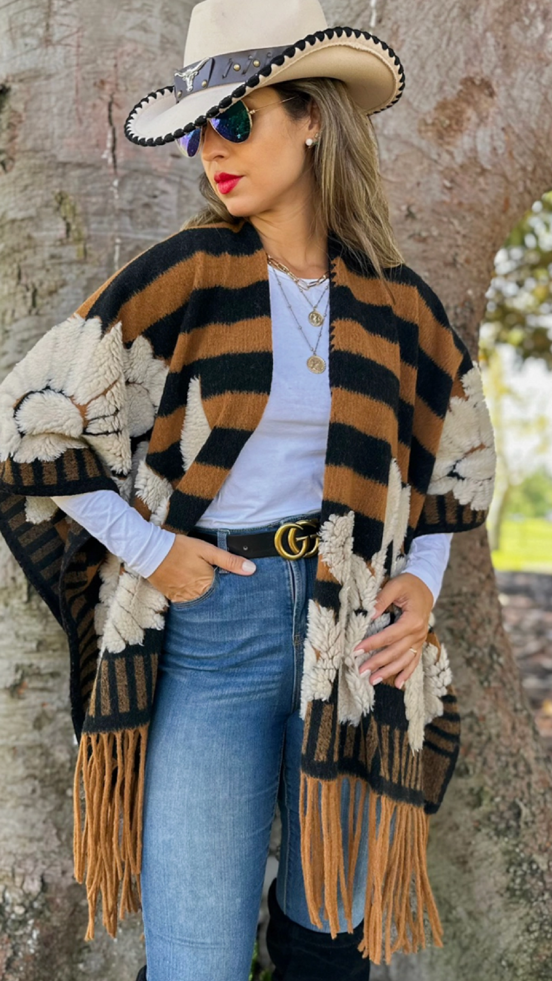 Floral Western Boho Poncho