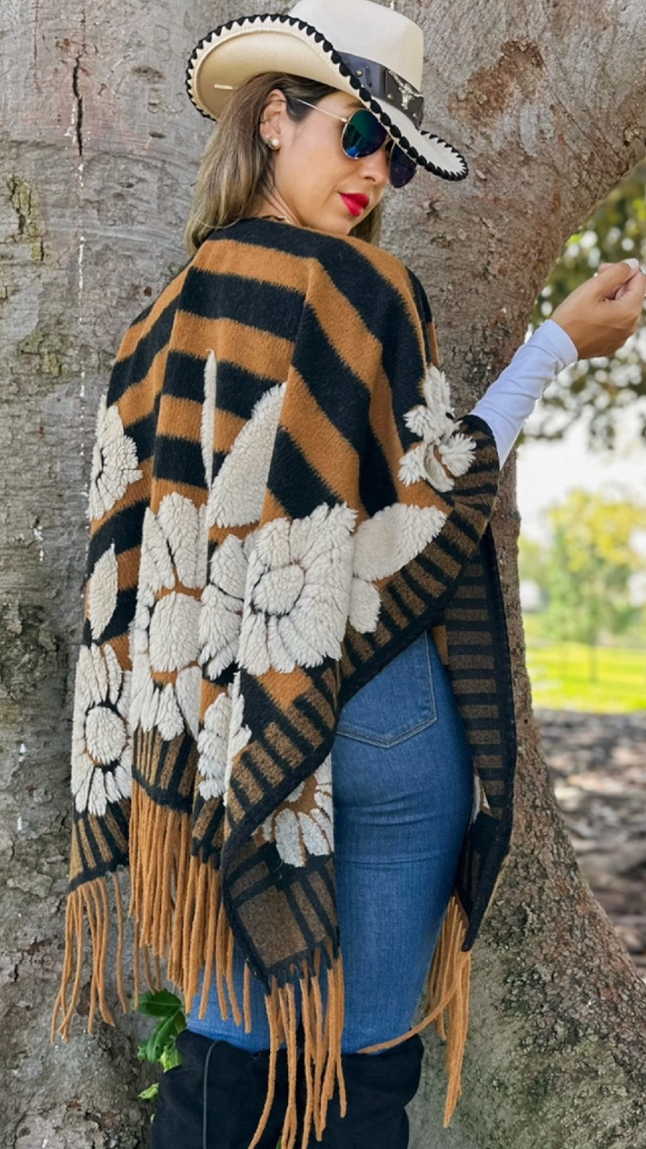 Floral Western Boho Poncho