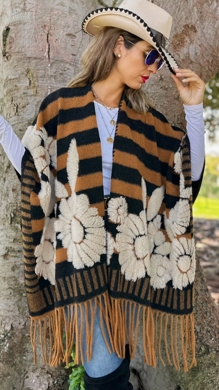 Floral Western Boho Poncho