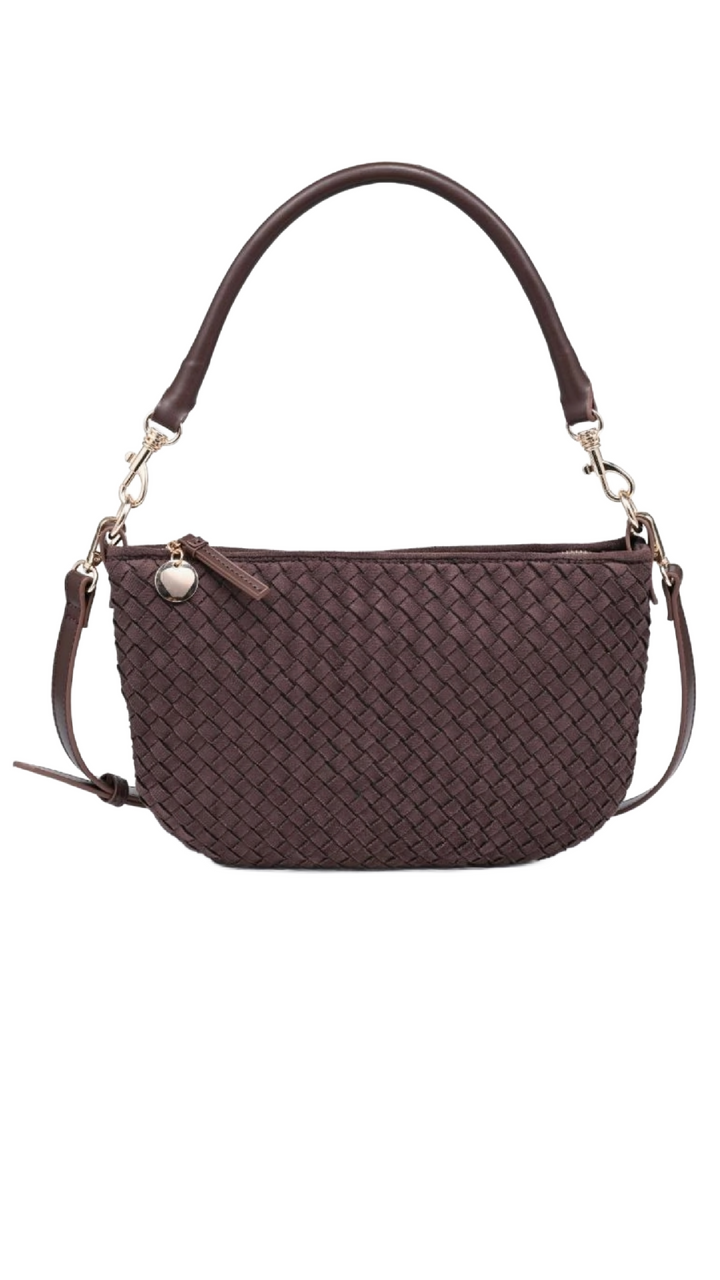 Fossil Woven Suede Bag - Chocolate