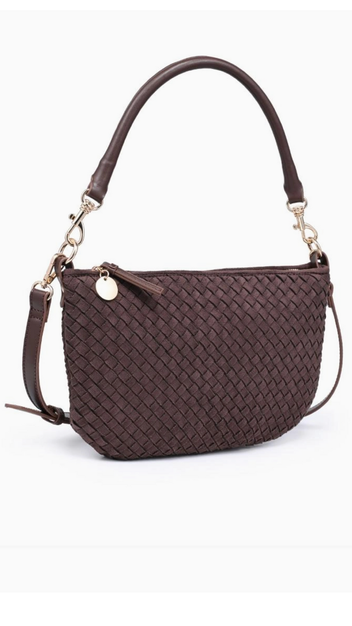 Fossil Woven Suede Bag - Chocolate