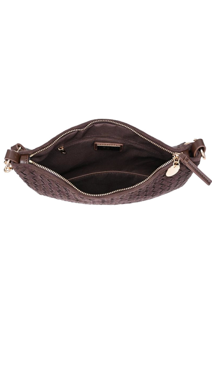 Fossil Woven Suede Bag - Chocolate