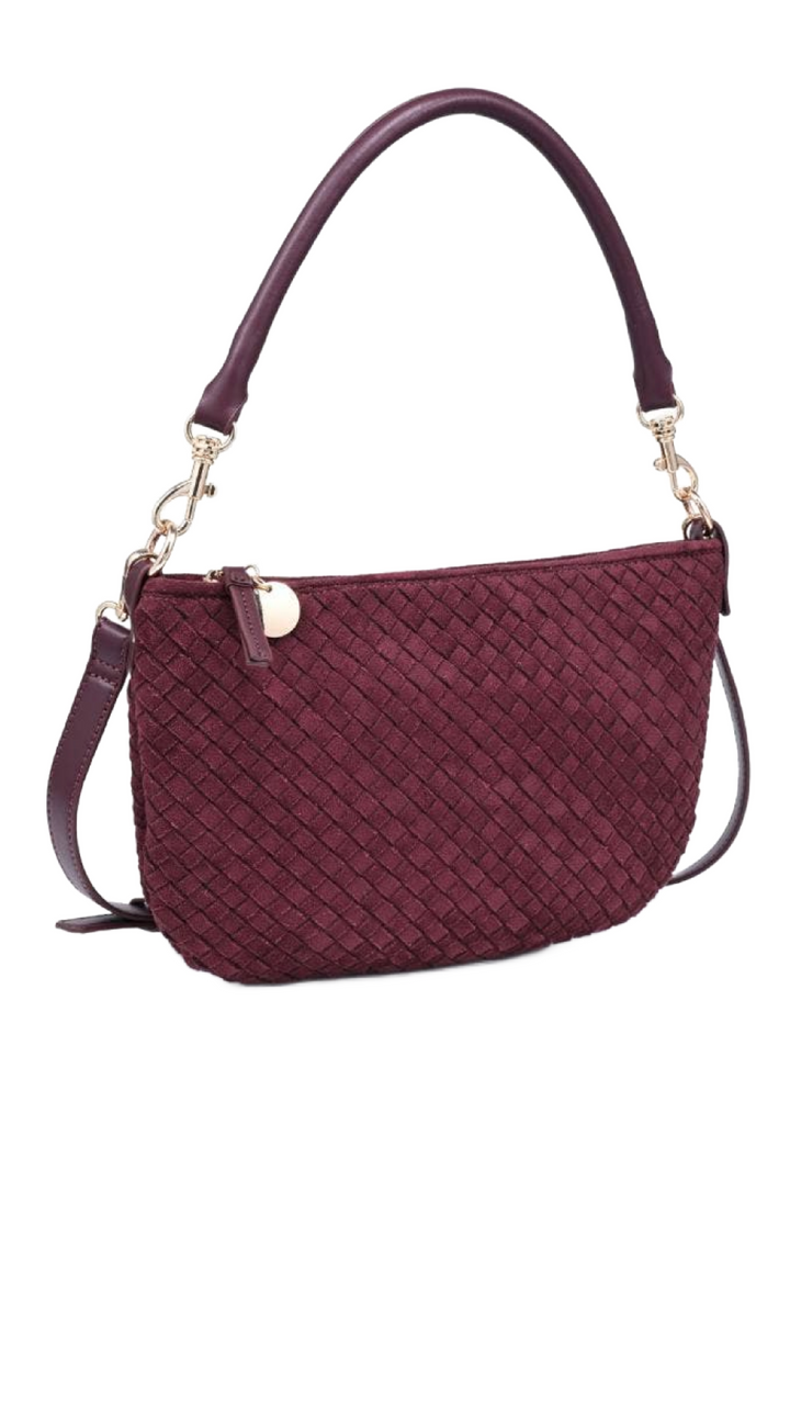 Fossil Woven Suede Bag - Burgundy
