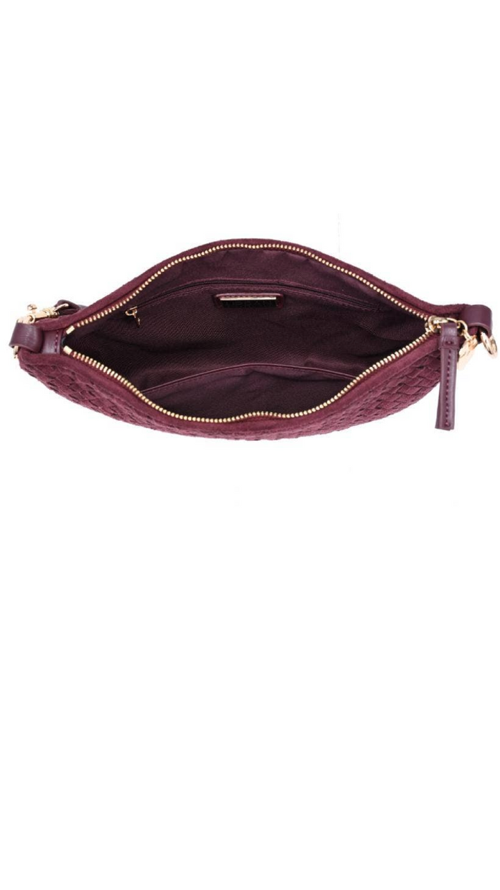 Fossil Woven Suede Bag - Burgundy
