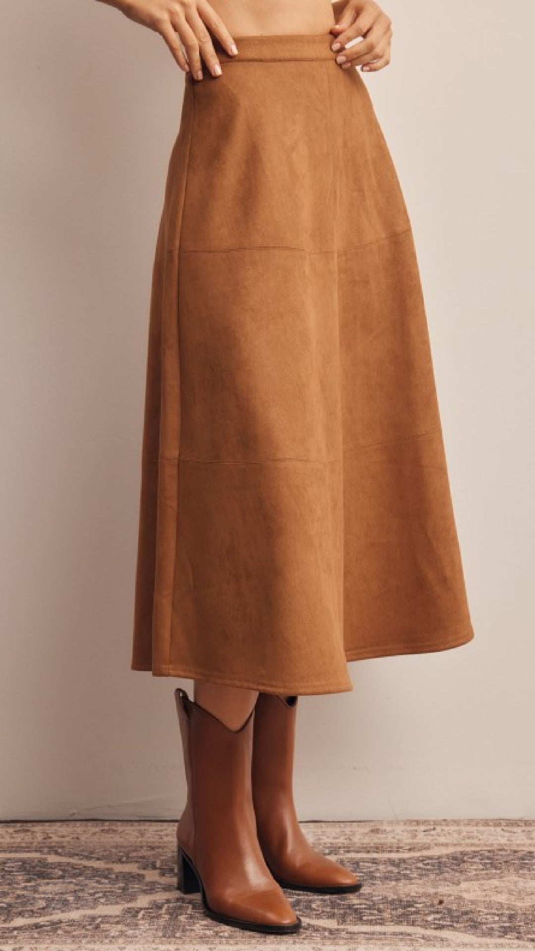 Toffee Suede Skirt - Camel