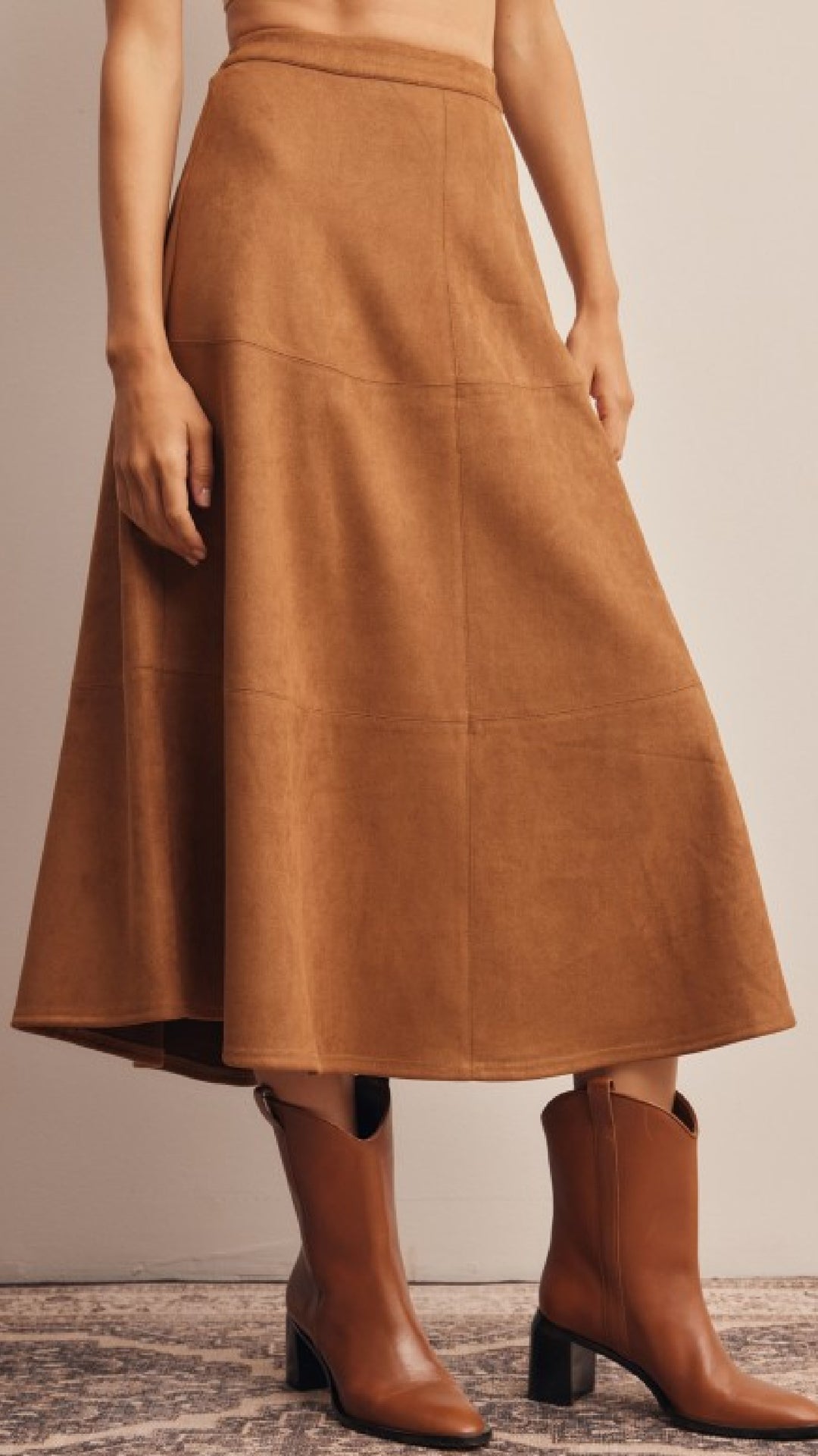 Toffee Suede Skirt - Camel