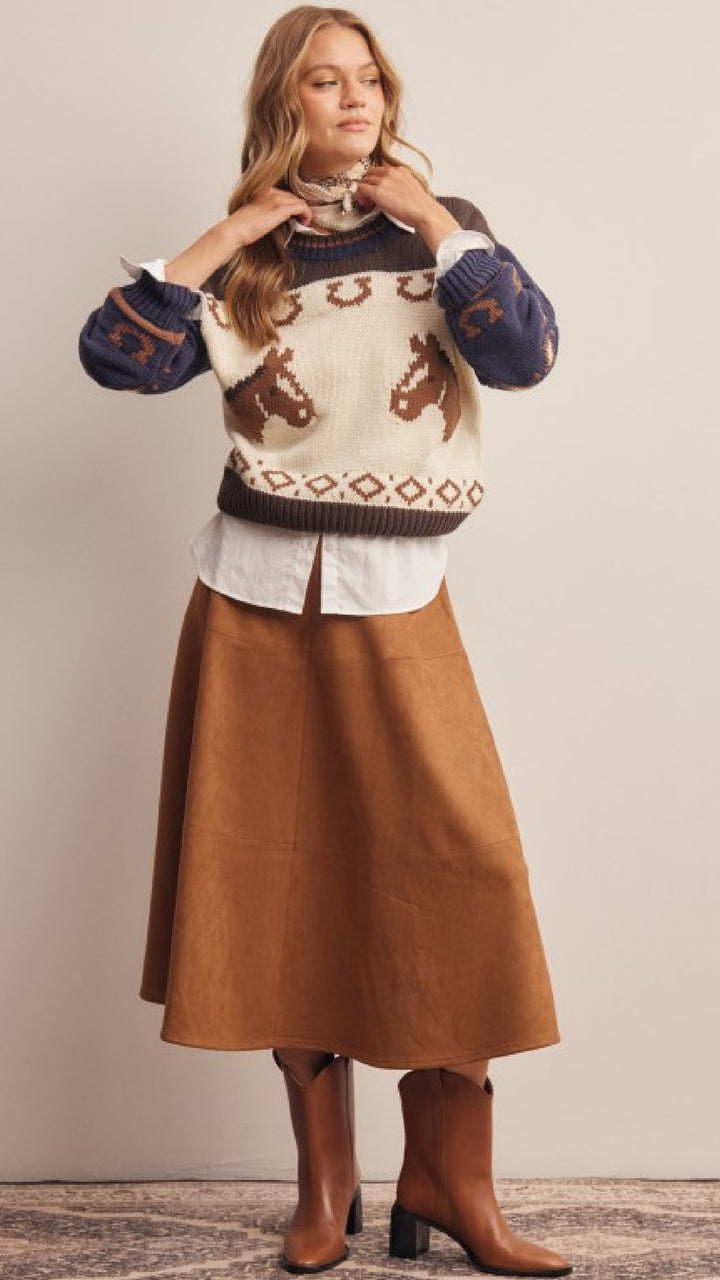 Toffee Suede Skirt - Camel