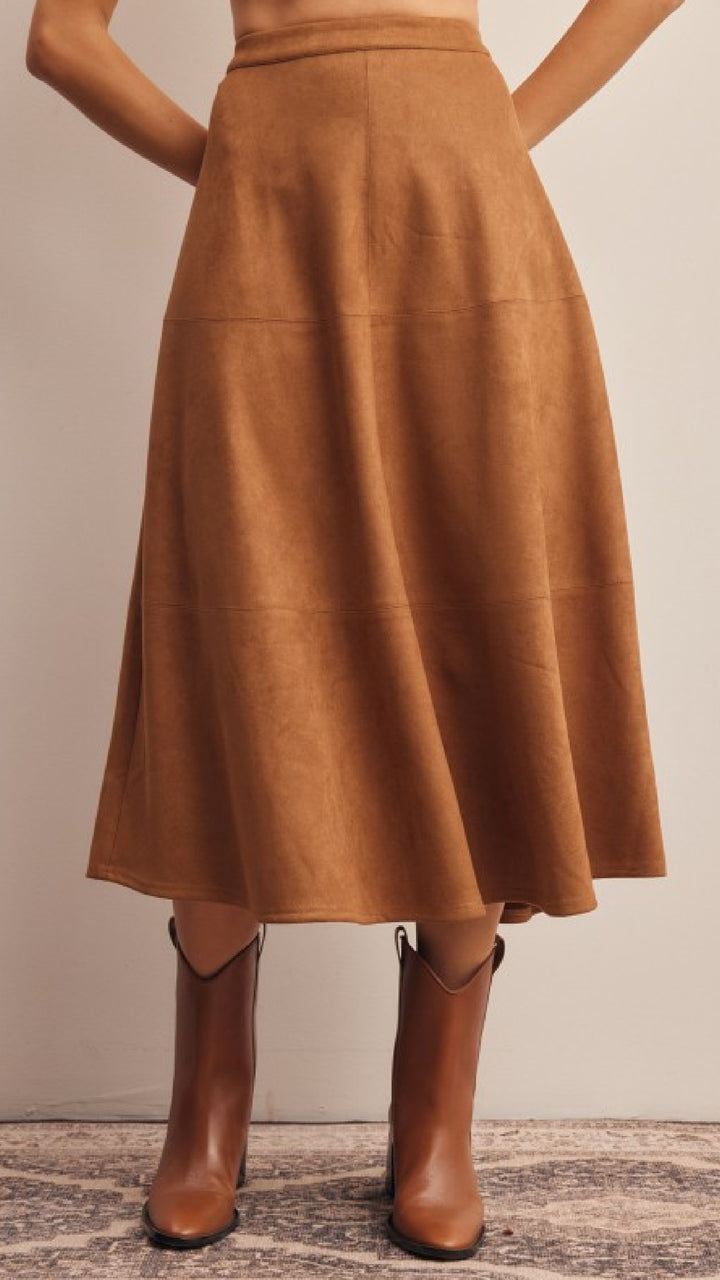 Toffee Suede Skirt - Camel