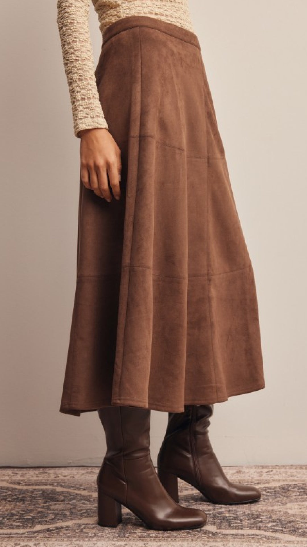 Toffee Suede Skirt - Mocha