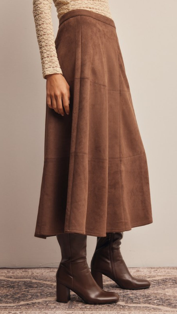 Toffee Suede Skirt - Mocha