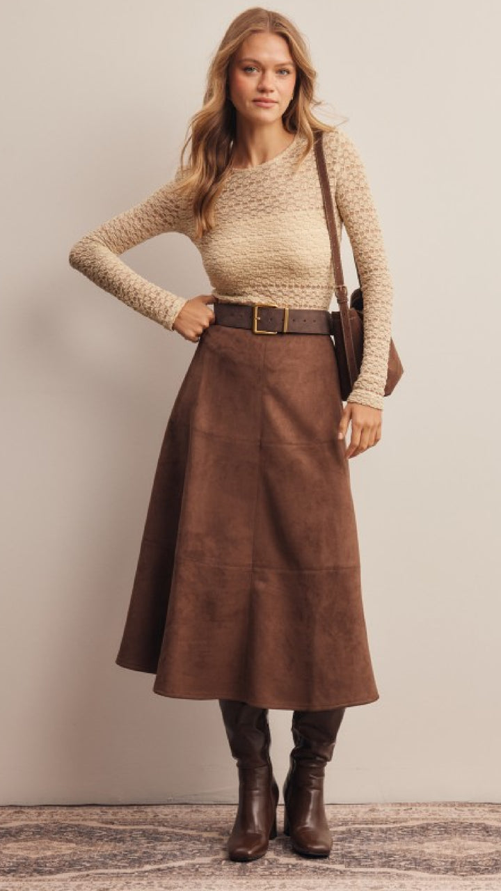 Toffee Suede Skirt - Mocha