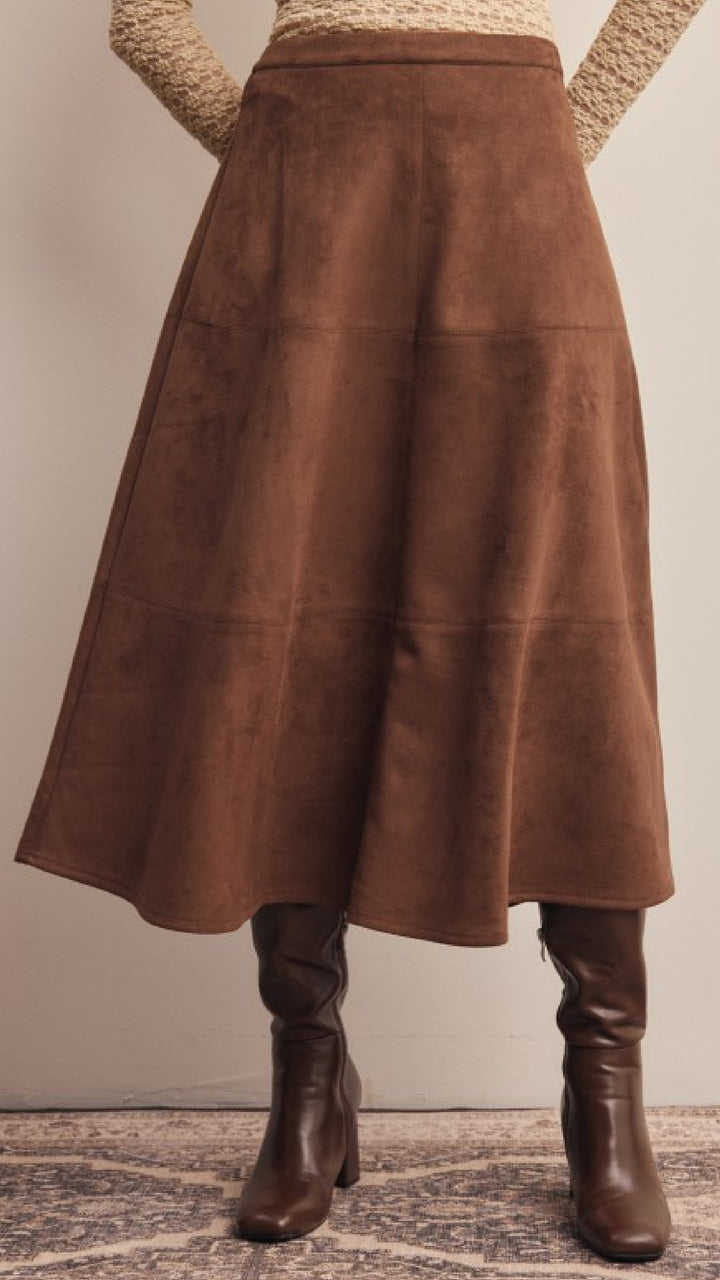 Toffee Suede Skirt - Mocha