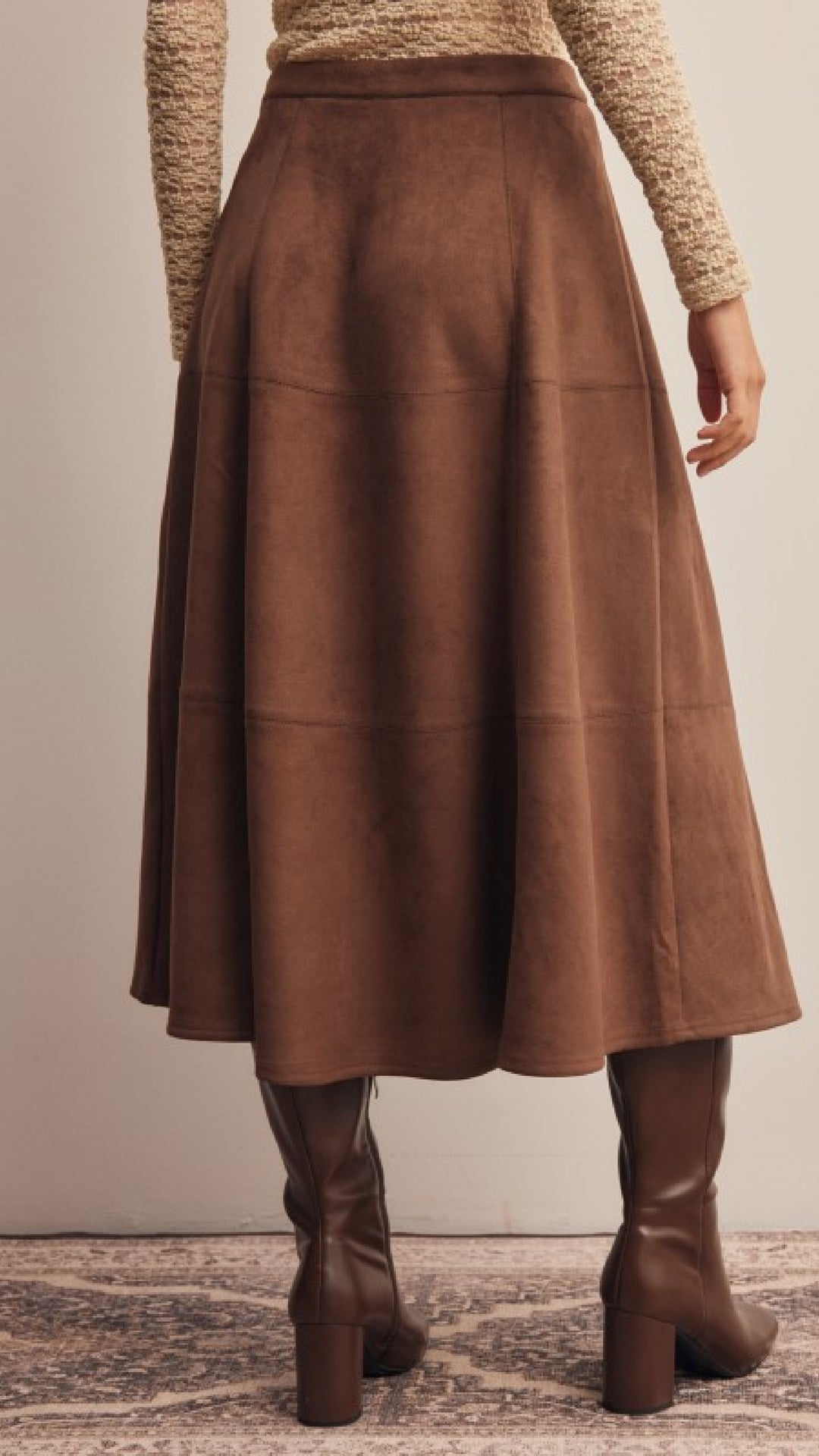 Toffee Suede Skirt - Mocha