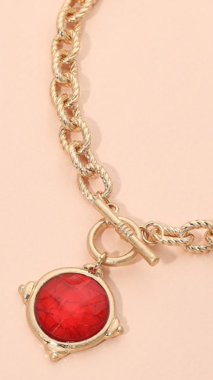 Steel Magnolia Necklace - Red