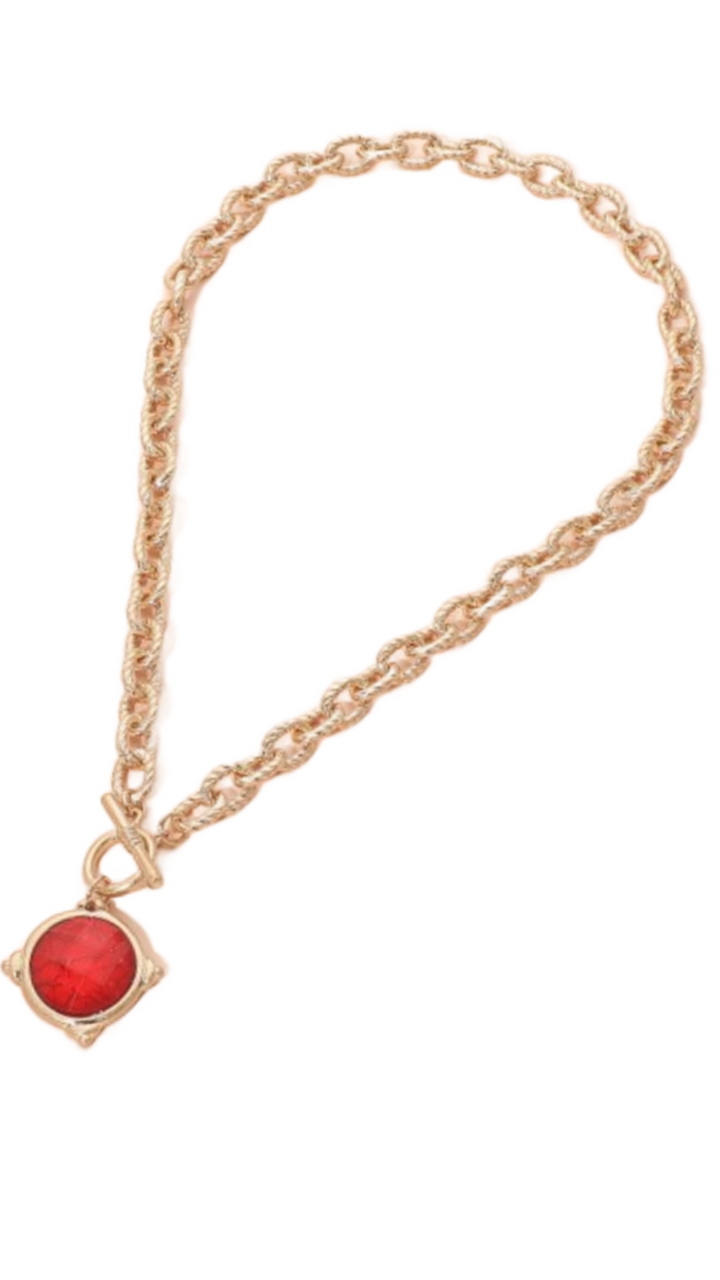 Steel Magnolia Necklace - Red
