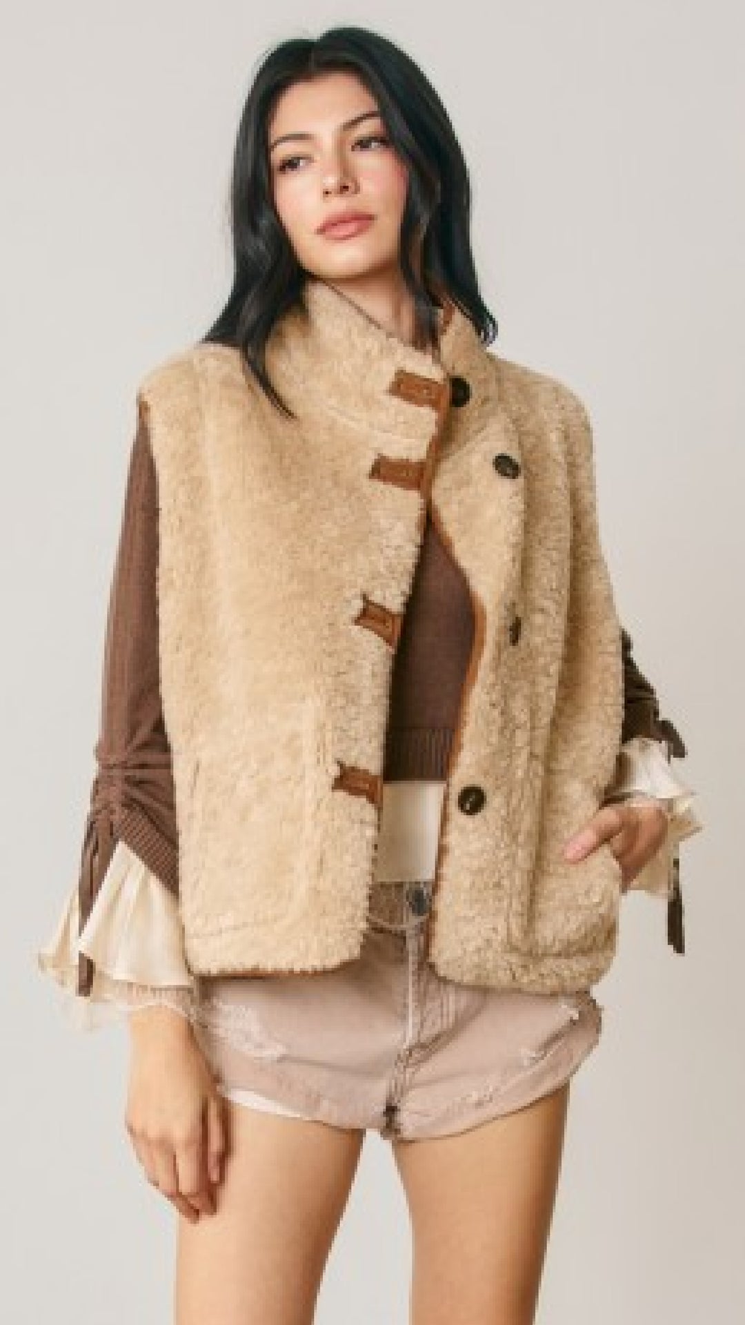 Reversible Faux Suede & Shearling Vest