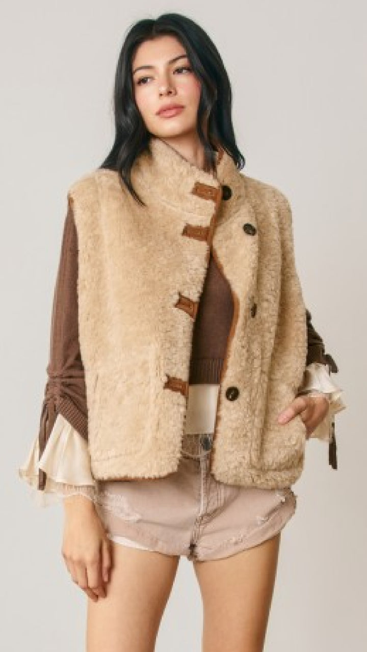 Reversible Faux Suede & Shearling Vest