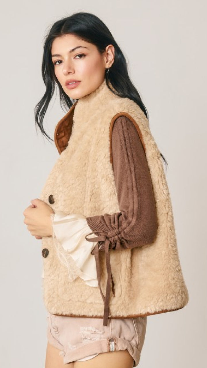 Reversible Faux Suede & Shearling Vest
