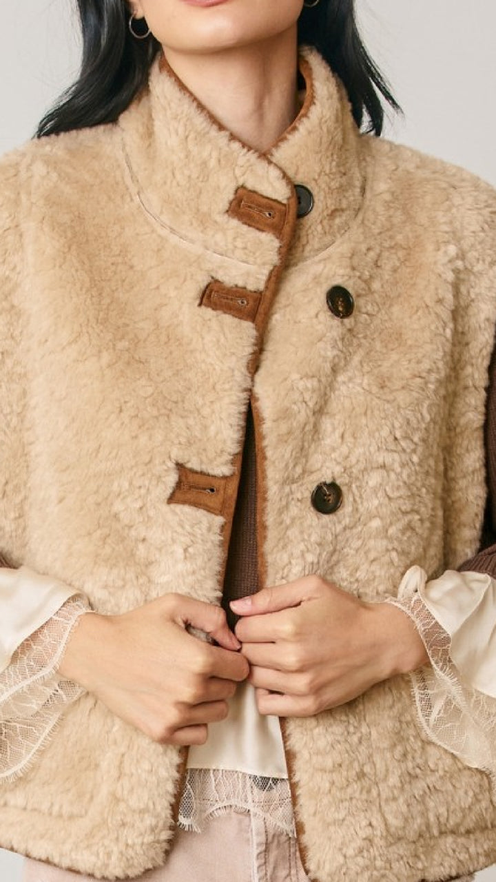 Reversible Faux Suede & Shearling Vest