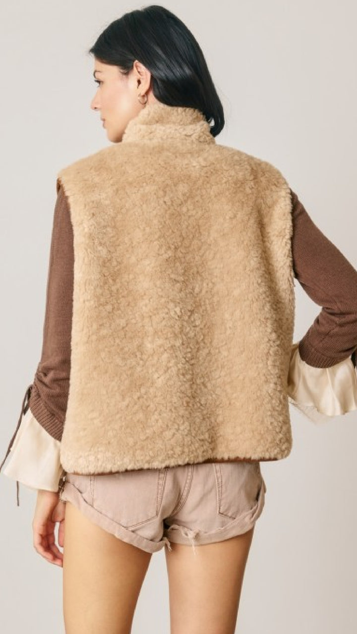 Reversible Faux Suede & Shearling Vest