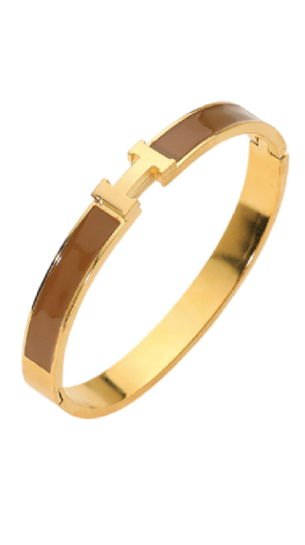H Cuff Bracelet - Brown