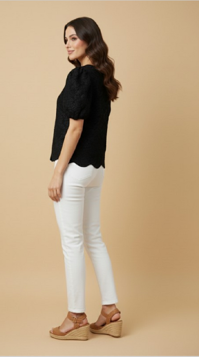 Black Floral Jacquard Top