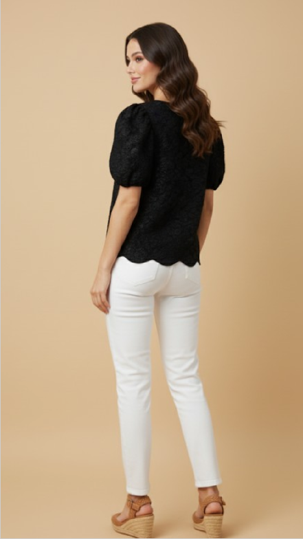 Black Floral Jacquard Top