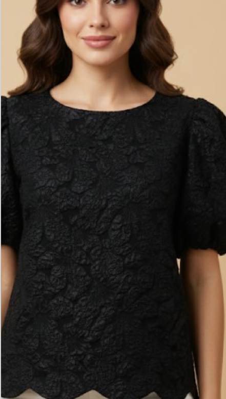 Black Floral Jacquard Top