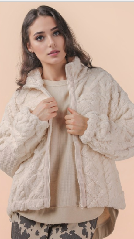 Fuzzy Wuzzy Fleece Jacket - Ecru