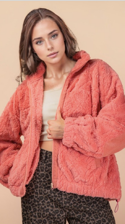 Fuzzy Wuzzy Fleece Jacket - Blush