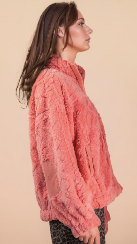 Fuzzy Wuzzy Fleece Jacket - Blush
