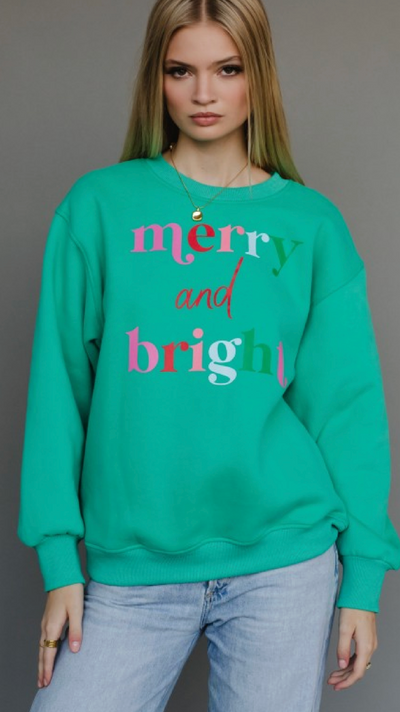 Merry & Bright Green Sweatshirt
