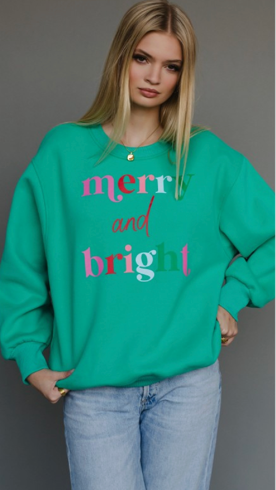 Merry & Bright Green Sweatshirt