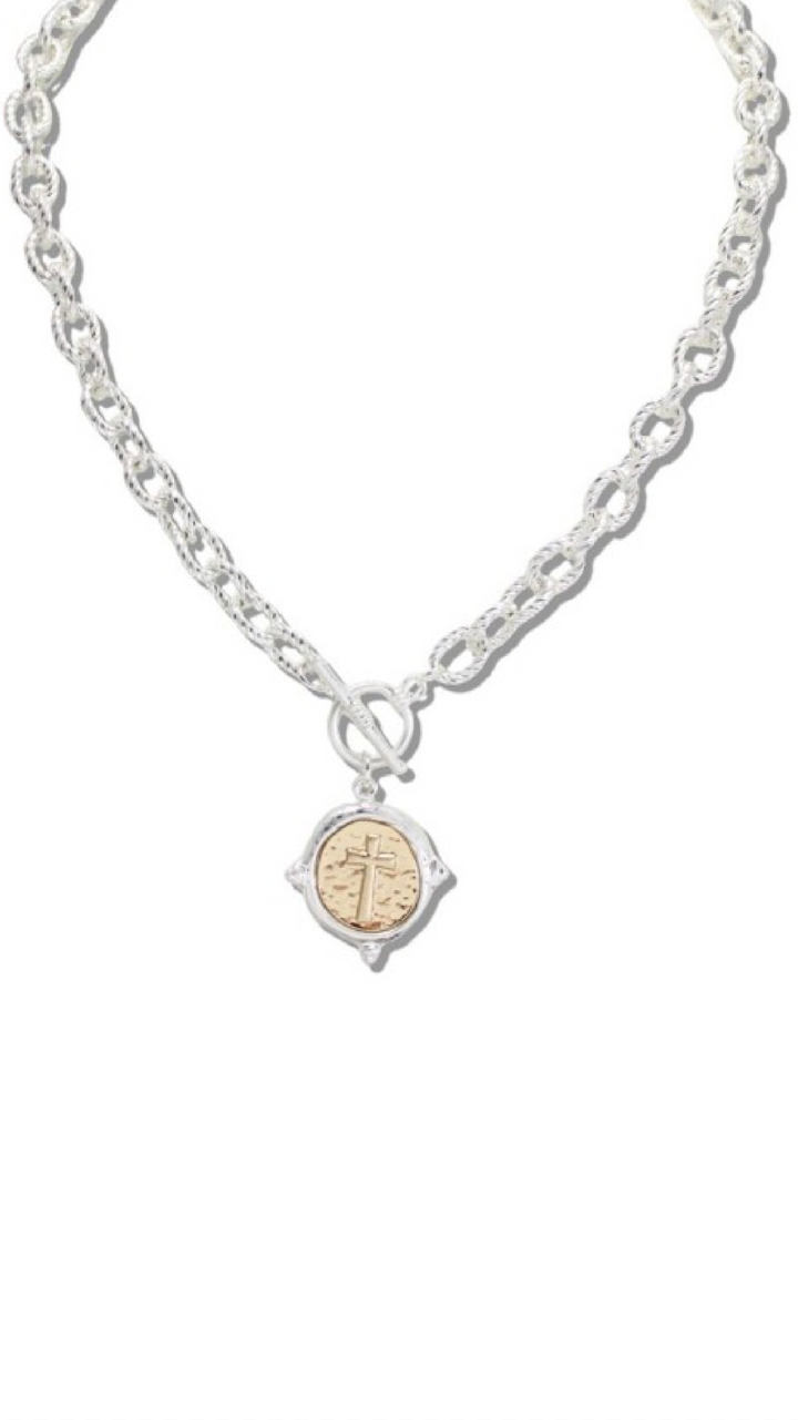 Two Toned Cross Necklace