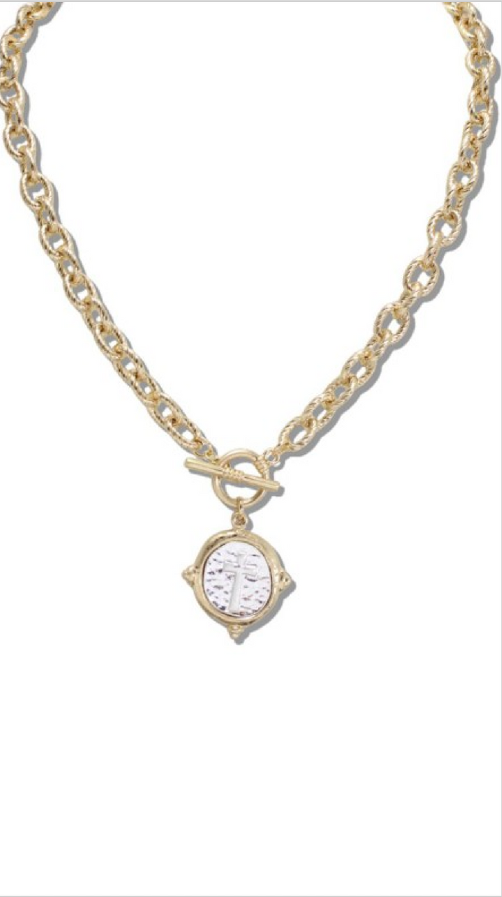 Two Toned Cross Necklace