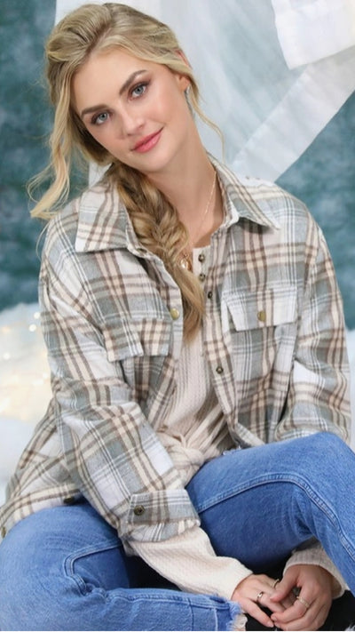 Pistachio Plaid Top - Piper and Hollow Boutique