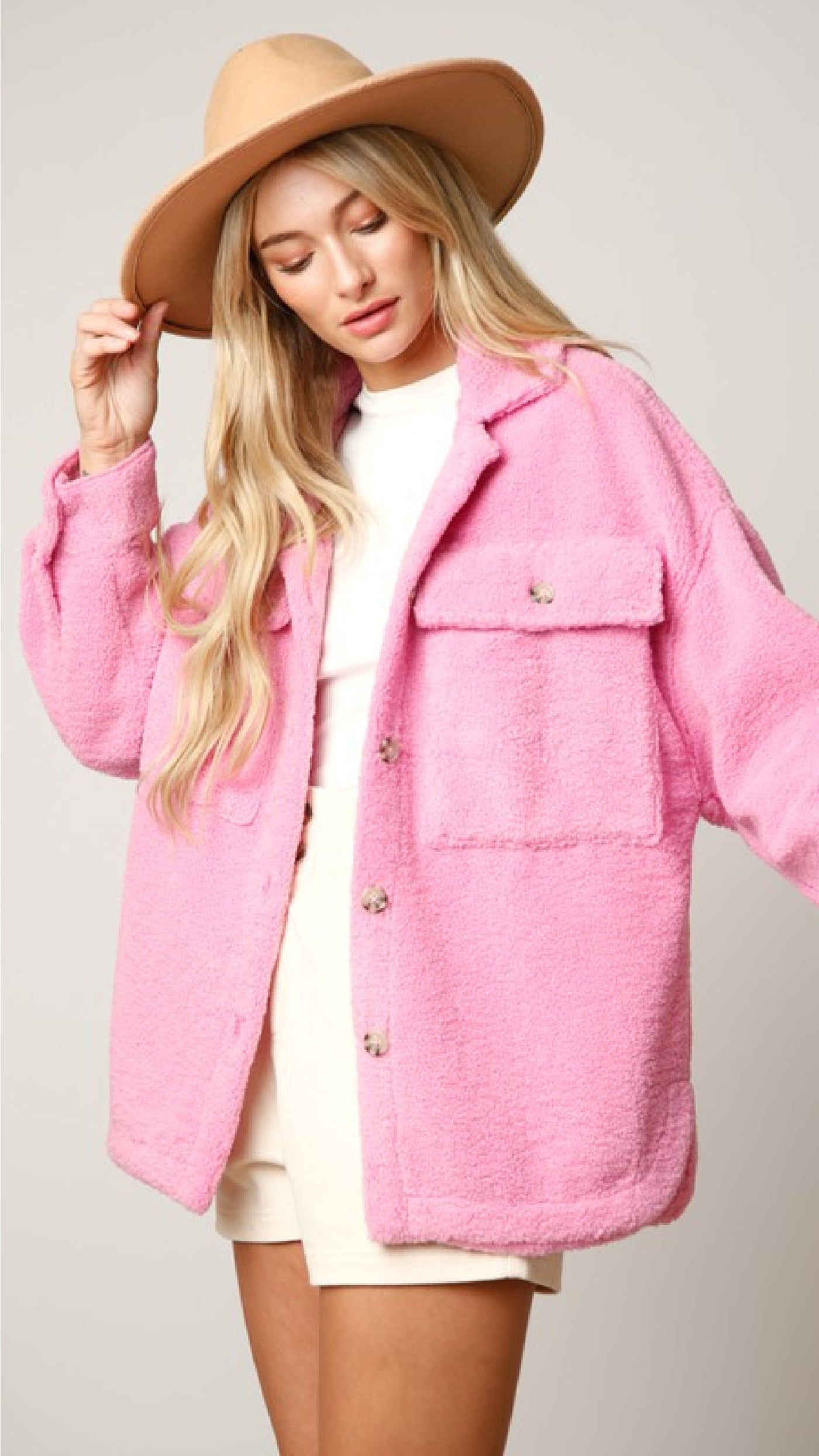 Love You In Pink Shacket - Piper and Hollow Boutique