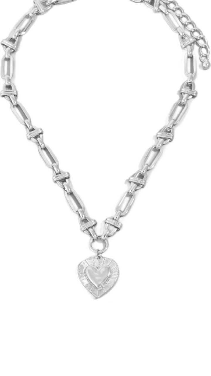 Romantic Heart Necklace - Silver