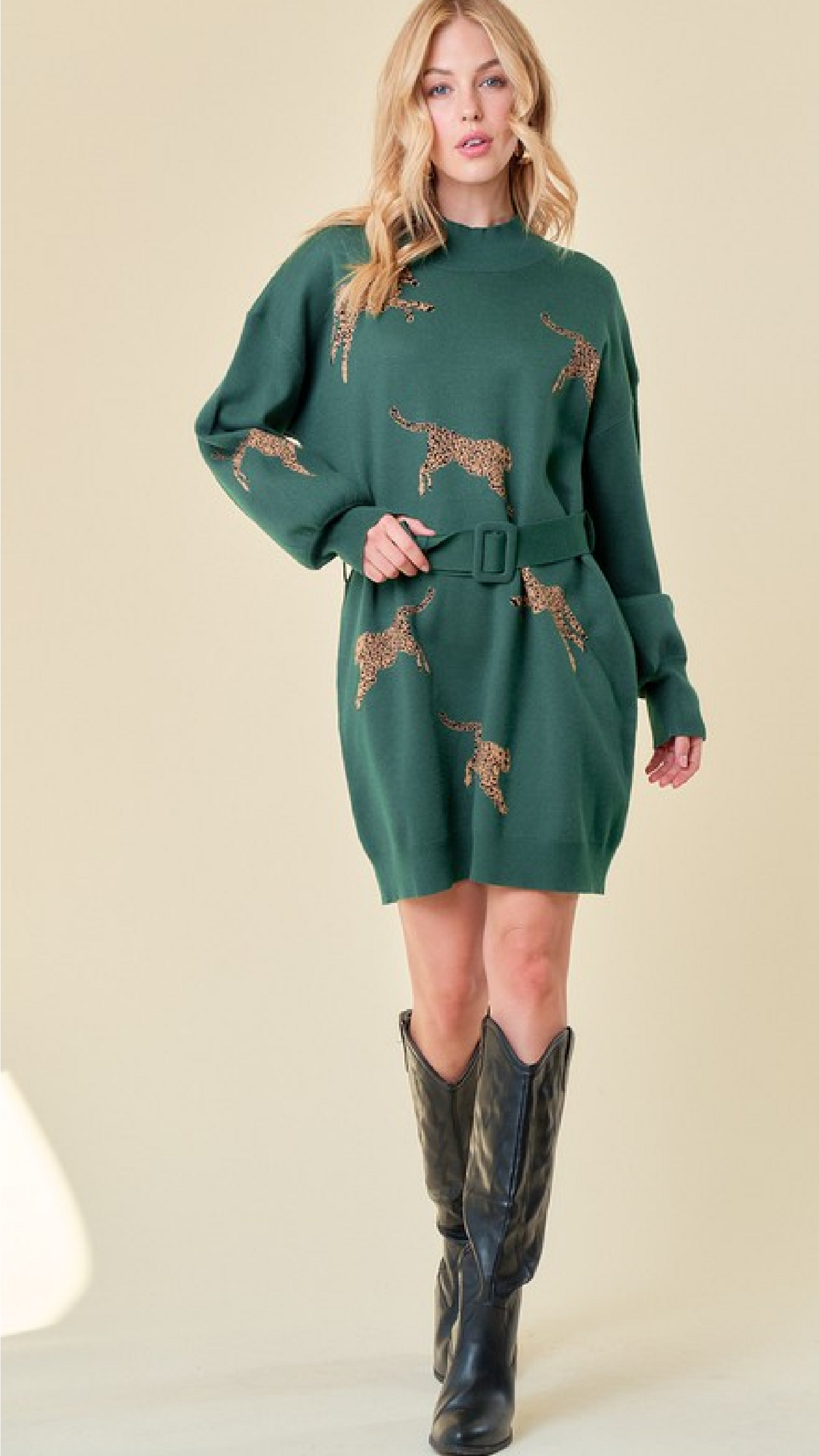Cheetah Sweater Dress - Piper and Hollow Boutique