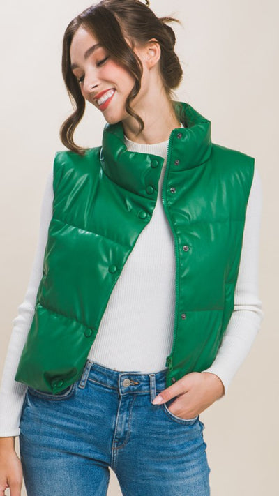 It Was Intentional Puffer Vest - Green - Piper and Hollow Boutique