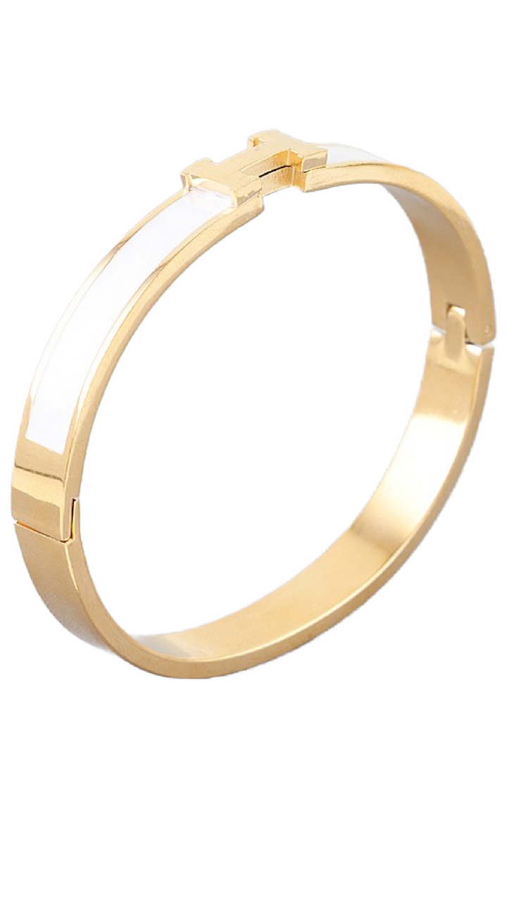 H Cuff Bracelet - White