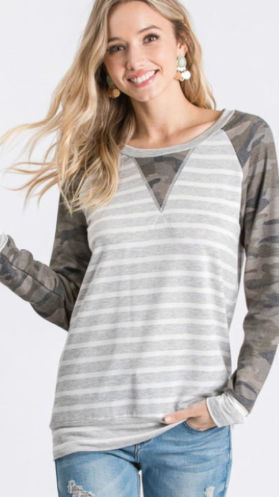 Camouflage Raglan Top - Piper and Hollow Boutique